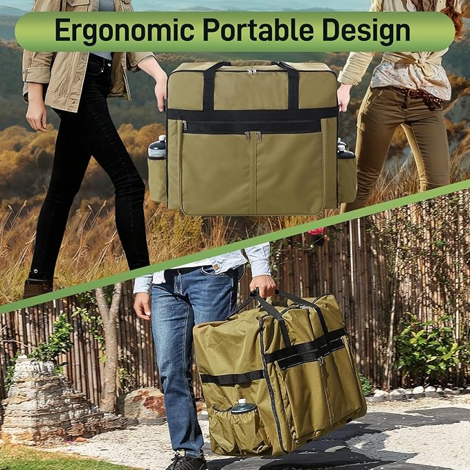Extra Large 1200D Heavy-Duty Griddle Carry Bag for Blackstone 17" & 22" Griddles with Hood & Stand, Reinforced Waterproof Storage Tote with Multiple Pockets & Compartments for Grill Accessories