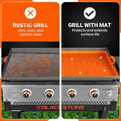 36” Silicone Griddle Mat & Scraper for Blackstone – Heat Resistant BBQ Accessories with Handles – Foldable, Heavy Duty Flat Top Grill Mat – Protects from Rust, Dirt, Insects