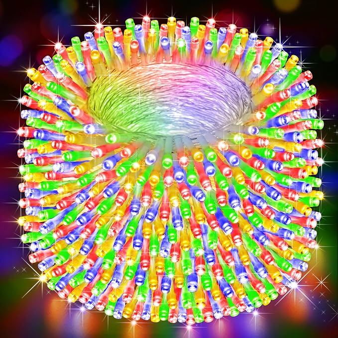 Christmas Lights Outdoor, 522FT 1300 LED String Lights with 8 Lighting Modes, Timer Memory Twinkle Fairy Lights Waterproof Plug in for Xmas Tree Wedding Party Holiday Decor(Multicolor)
