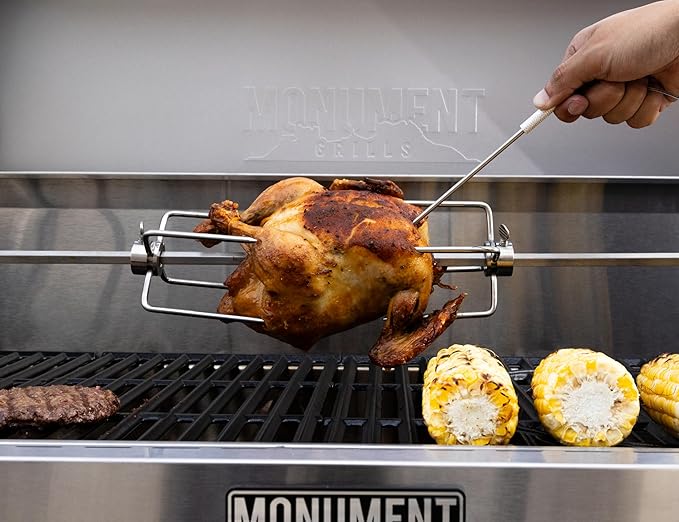 Monument Grills Denali Series, Denali 405 4-Burner Liquid Propane Gas Smart bbq Grill Stainless Steel with Rotisserie Kit(2 items)