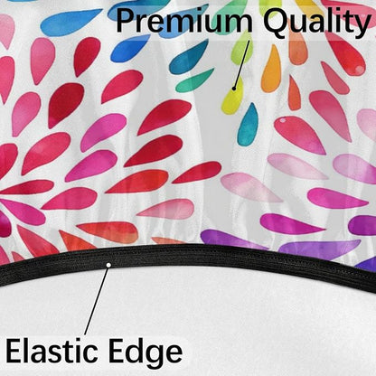 Colorful Fitted Round Tablecloth with Umbrella Hole and Zipper Spring or Summer Floral Outdoor Elastic Table Cloth 36"-44" Oil-Proof Waterproof Patio Table Cover for Picnic Party