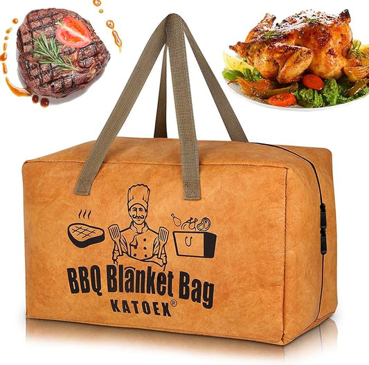 BBQ Blanket for Resting Meat, Insulated Brisket Resting Blanket for Smoking, Reusable BBQ Meat Resting Bag with Handle Strap & Wide Mouth for Large Briskets/Pork Shoulders/Turkeys (18in)