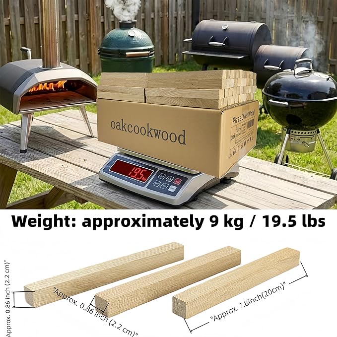 Pizza Oven Wood 19 Lbs Kiln-Dried Oak 8 Inch Mini Barkless Cooking Logs for Pizza Ovens, Grills & Smokers, Fits Ooni, Gozney, Solo Stove, for Camping, Fire Pits & Bonfires