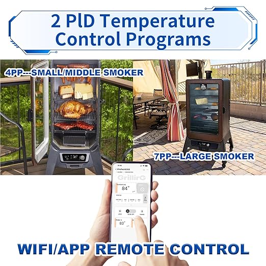 WiFi Controller Replacement for Pit Boss Vertical Pellet Smoker 3/4/5/7-Series & 5-Series Charcoal Grill Smoker with APP Control, Real-Time Temp Monitoring, Includes RTD Probe, 2 Meat Probes, Hot Rod