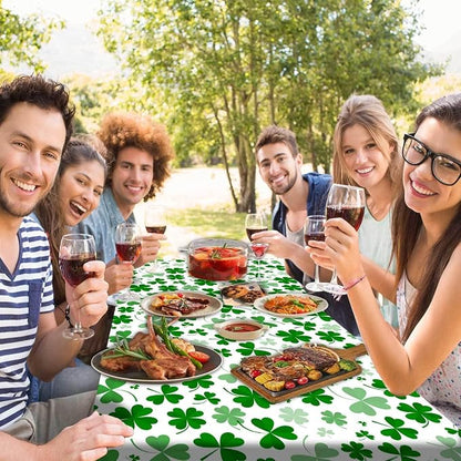 JAWO St Patrick's Day Picnic Table Cover with Bench Covers, Camping Essentials, Shamrock Lucky Outdoor Table Covers, Waterproof, Fitted Tablecloth Cover with Elastic Edge, 3 PCS, 30X72 Inches