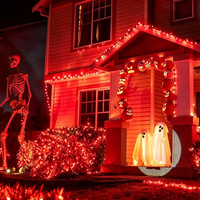 200 LED Red String Lights Halloween, 66ft Red Christmas Lights Plug in, Connectable Indoor Outdoor Use, 16 Modes Halloween Lights for Tree Bedroom Garden Yard Porch Xmas Halloween Decor