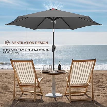 FLAME&SHADE 9ft Patio Umbrella Outdoor - Table Umbrella with Push Button Tilt and Crank, UV Protection, 6 Sturdy Ribs, Market Umbrella for Garden, Deck, Backyard, Lawn, Pool and Beach(Anthracite)