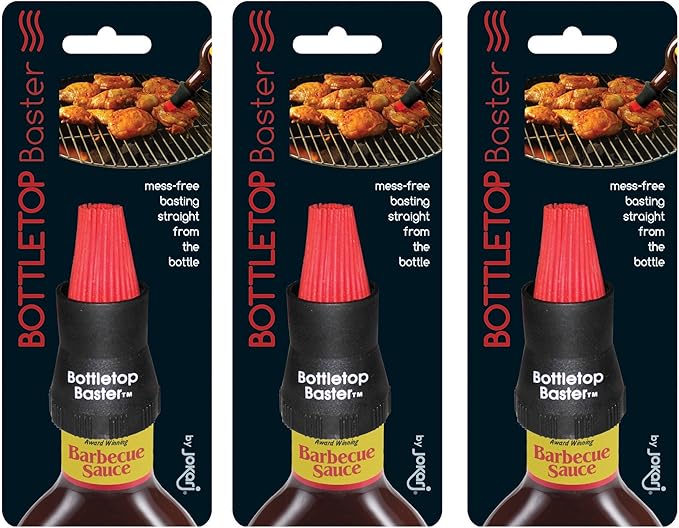 Jokari Crazy But It Works Silicone Bottletop BBQ Baster, Black, 3-Pack