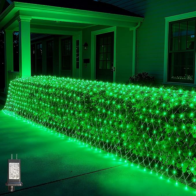 LitHome 21FT x 5FT Christmas Net Lights Outdoor Mesh Lights Connectable | 8 Modes 360 LED Halloween Green Net Light for Bushes, Giant Mesh Light Waterproof for Christmas Garden Party Roof Decor