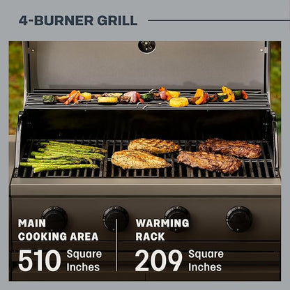 Tytus Anaheim 4-Burner Gas Grill with Two Prep Carts, Charcoal Grill, and Gas Griddle with Cover - Modular Outdoor Kitchen, Quick Assembly, Outdoor Cooking, Kitchen Island for BBQ