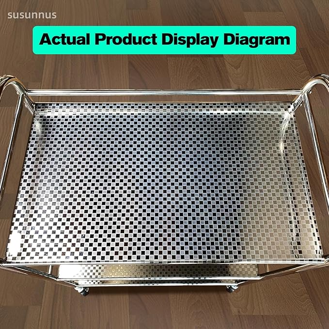 susunnus Stainless Steel Cart,Movable,5 Tier,for Kitchen,Living Room | with Brakeable Wheels,Removable checkered panel,for Bathroom,Dining Room,Stainless Steel Kitchen Cart,Utility Cart,Metal Cart