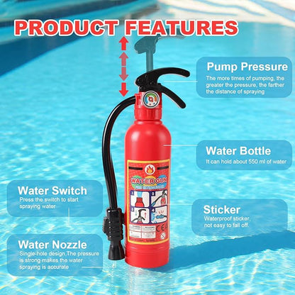 Water Gun for Kids, 2 Pack Fire Extinguisher Water Squirt Toys, 550CC Super Range Summer Gift for Swimming Pool Beach Outdoor Water Fighting Play, Halloween Cosplay Props for Boys Girls Children