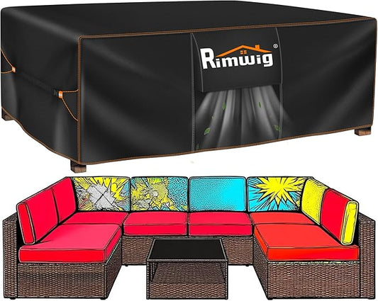 Extra large Patio Furniture Set Covers Waterproof, outdoor furniture clearance, Outdoor Sectional Sofa Couch Set Covers, Dining Table Chair Set Cover Rectangular Heavy Duty 110" L x 83" W x 28" H