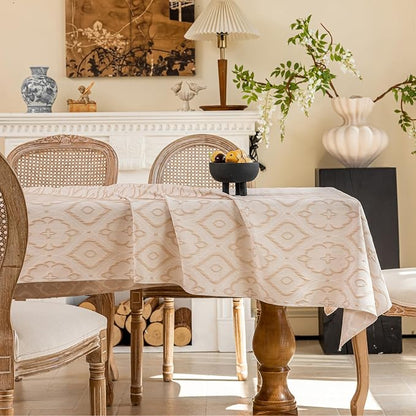 AIRCOWRIE Cotton Linen Tablecloth for Rectangle Tables, Heavy Duty Wrinkle Free Water Resistant Washable Cloth Dining Table Cover for Kitchen and Outdoor Use(Magnolia, 54”×78”, Rectangle)