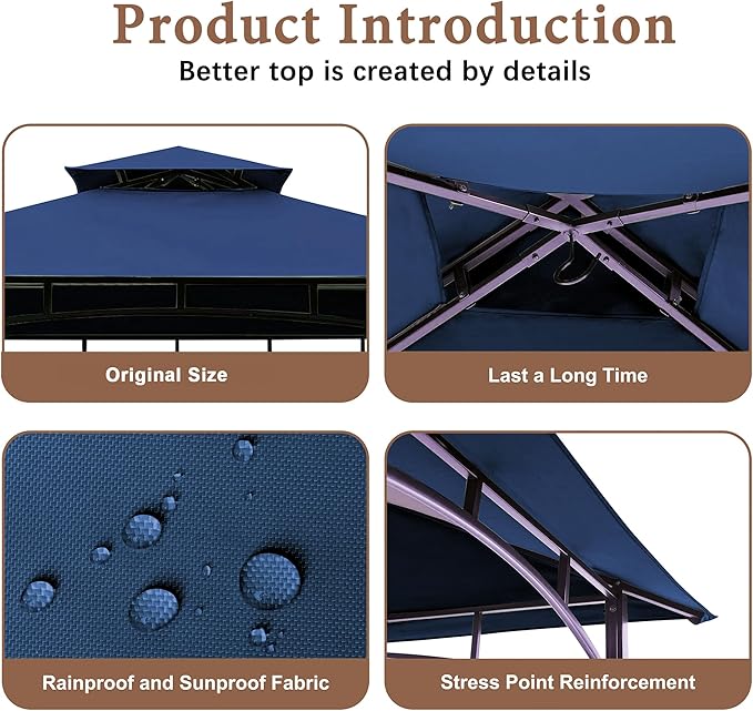 SCOCANOPY Grill Gazebo Replacement Top Compatible with Aldi Gardenline Belavi Shoprite Grill Gazebo,for Model Number: 822694,31937-17,21581,43472,812576(Navy Blue)
