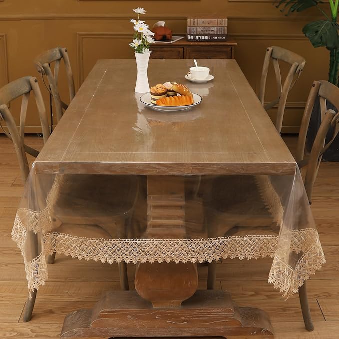 Walrus Clear Vinyl Tablecloth Protector Waterproof/Oil-Proof Plastic Square Transparent Sheet Table Cover (54X54 Inch)