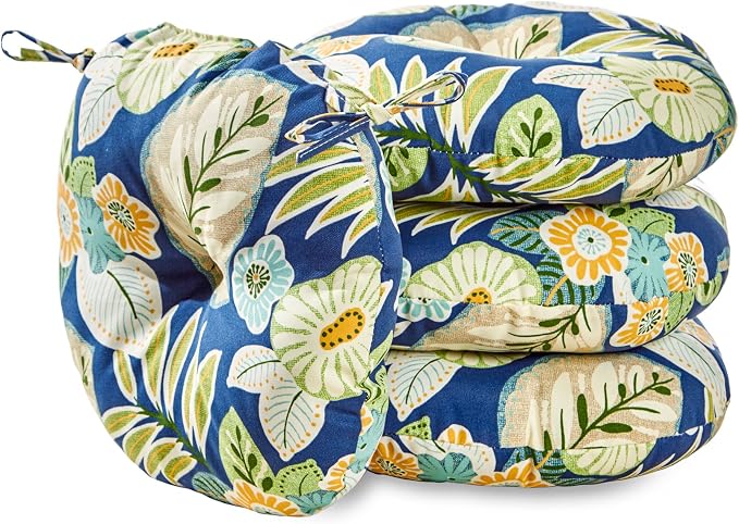 Greendale Home Fashions Magnolia Floral Outdoor 15-inch Bistro Seat Cushion, Set of 4