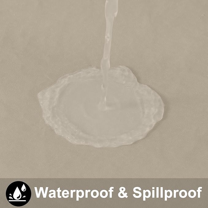 Smiry Round Table Cloth 60 Inch, Waterproof Wipeable Vinyl Tablecloths Protector, Oil Spill Proof Plastic Table Cover for Dining, Picnic, Camping, Outdoor, Taupe