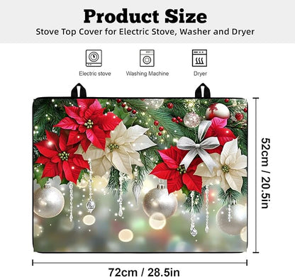Christmas Multi-Design Stove Cover for Glass/Electric Stoves - 3-in-1 Heat-Resistant Protector Mat, Non-Slip Drying Rack 28"x20"