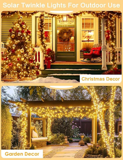 Solar String Lights Outdoor, 4Pack 800LED 288FT Fairy Lights Warm White | 8 Modes, Memory, Auto On/Off, Waterproof Copper Wire Twinkle Lights for Outside Garden Tree Patio Fence Wedding Xmas Decor