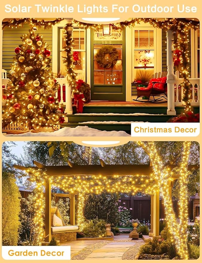 Solar String Lights Outdoor, 6Pack 600LED 240FT Fairy Lights Warm White