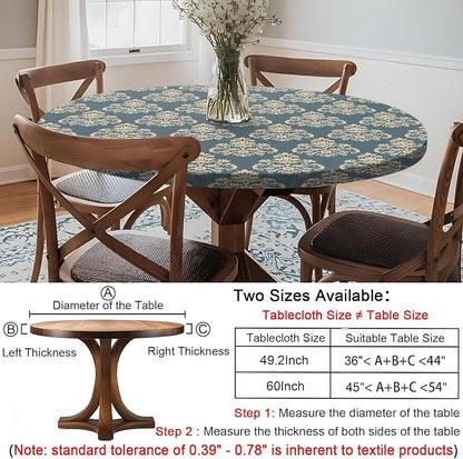 opstellen Fitted Round Tablecloth Waterproof Table Cloth Vinyl Indoor Outdoor Circle Cover for 36-44" Tables Dining Kitchen Apartment Home Party Gear Gifts Summer Fall Patio Picnic Camping Essentials