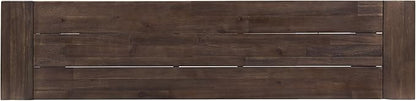 GDFStudio Cassie Outdoor Modern Industrial 3 Piece Acacia Wood Picnic Dining Set with Benches, Sandblasted Dark Brown and White Rustic Metal