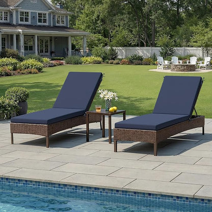 Crestlive Products Waterproof Outdoor Chaise Lounge Cushions Set of 2, Fade Resistant Patio Furniture Lounge Chair Cushion, 80" L x 23" W