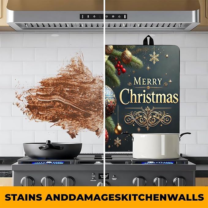 Christmas Stove Top Cover Snowman Stove Top Cover for Home Decoration Kitchen Pad Non-Stick Washable Cooktop Covers Countertop Protector Keep Stove Clean 28"x20" (Ball)