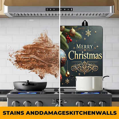 Christmas Stove Top Cover Snowman Stove Top Cover for Home Decoration Kitchen Pad Non-Stick Washable Cooktop Covers Countertop Protector Keep Stove Clean 28"x20" (Ball)