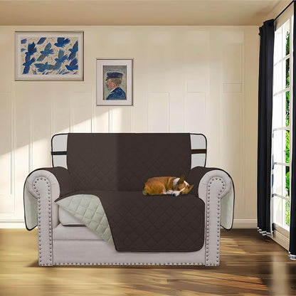 Easy-Going Reversible Couch Cover, Chair 30 in, Chocolate/Beige | Machine Washable Slipcover For Dogs, Water Resistant Furniture Mat For Living Room, Non-Slip Sofa Cover, Pet Friendly