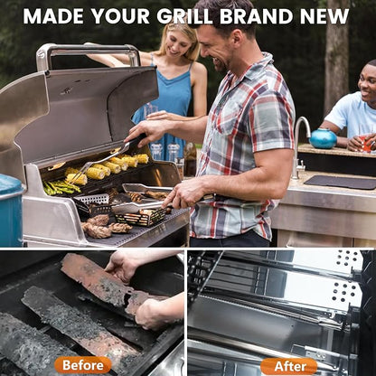 CANDANA Replacement Parts for Nexgrill 4 Burner Heat Tents Home Depot 720-0830H Gas Grill Flame Guards Shield Plates Burner Covers Stainless Steel 14.6"