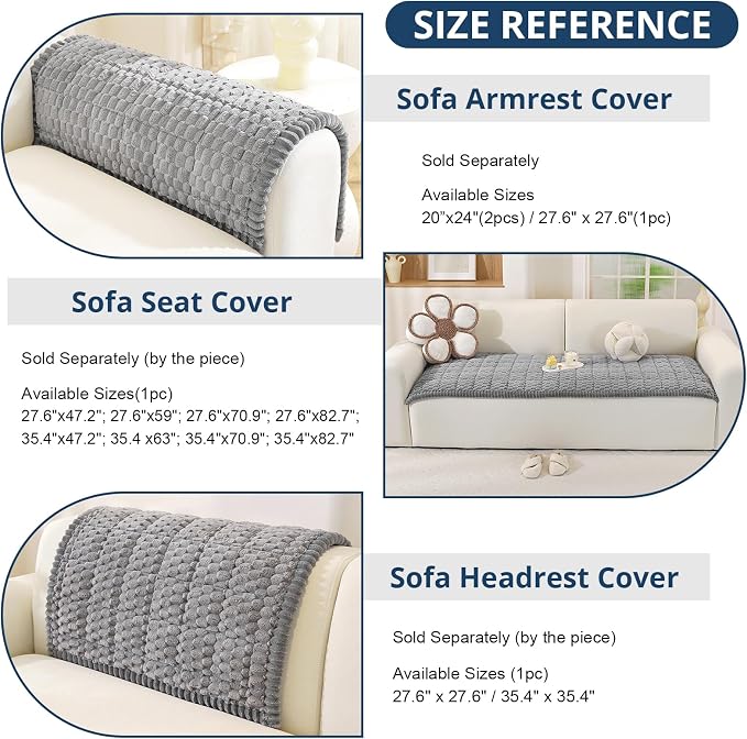 OstepDecor Couch Cover for Dogs, Washable Non Slip Sofa Cover for Pets | Soft Couch Covers for Sofa, Loveseat and Sectional, Furniture Protector Against Pet Hair & Dirt (27.6" x 86.6", Grey)