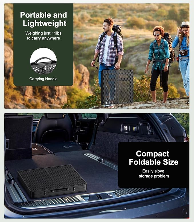 Raynesys Portable Folding Grill Table for Ourdoor, Camping, Picnic, BBQ | Foldable Grill Table with Mesh Desktop, 200lbs 4Ft Height Adjustable Metal Table, 47.24" L x 23.62" W