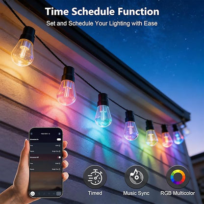 Beizelte Outdoor String Lights, 400FT RGB+IC Outside Light Dimmable Shatterproof LED Bulbs, IP67 Waterproof Chasing Effect Lighting DreamColor Patio Strip Lights for Backyard, Balcony, Outdoor Living