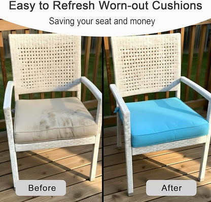 NettyPro Patio Cushion Covers Replacement Set 4 Water Repellent UV Resistant Outdoor Chair Seat Cushion Slipcover with Zipper and Tie, 22 x 20 x 4 Inch, Peacock Blue
