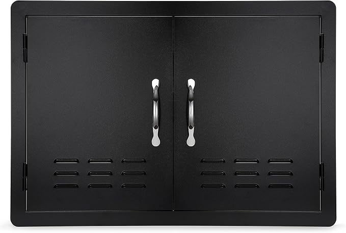 Stanbroil Outdoor Kitchen Doors BBQ Access Door 30" W x 21" H - Wall Construction Double Door Flush Mount for BBQ Island, Grilling Station, Outside Cabinet - Black