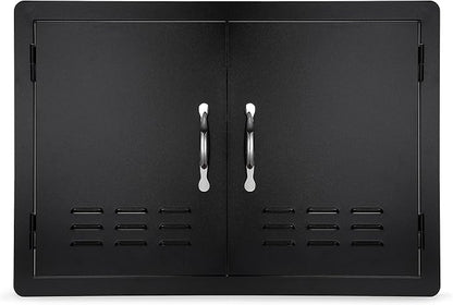Stanbroil Outdoor Kitchen Doors BBQ Access Door 30" W x 21" H - Wall Construction Double Door Flush Mount for BBQ Island, Grilling Station, Outside Cabinet - Black