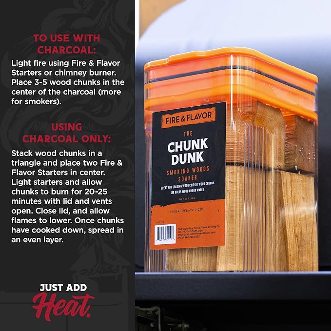 Fire & Flavor Cherry and Apple Wood Chunks for Smoking and Grilling - All-Natural, Long-Lasting with Mildly Sweet Flavors - Large Chunk Wood Chips for Smokers