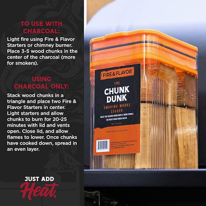 Fire & Flavor Cherry and Apple Wood Chunks for Smoking and Grilling - All-Natural, Long-Lasting with Mildly Sweet Flavors - Large Chunk Wood Chips for Smokers