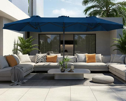 SUPERJARE 13FT Outdoor Umbrella for Patio, Double sided Pool Umbrellas with Fade Resistant Canopy, Large Table Umbrella for Deck, Market, Backyard - Navy Blue(No Base)