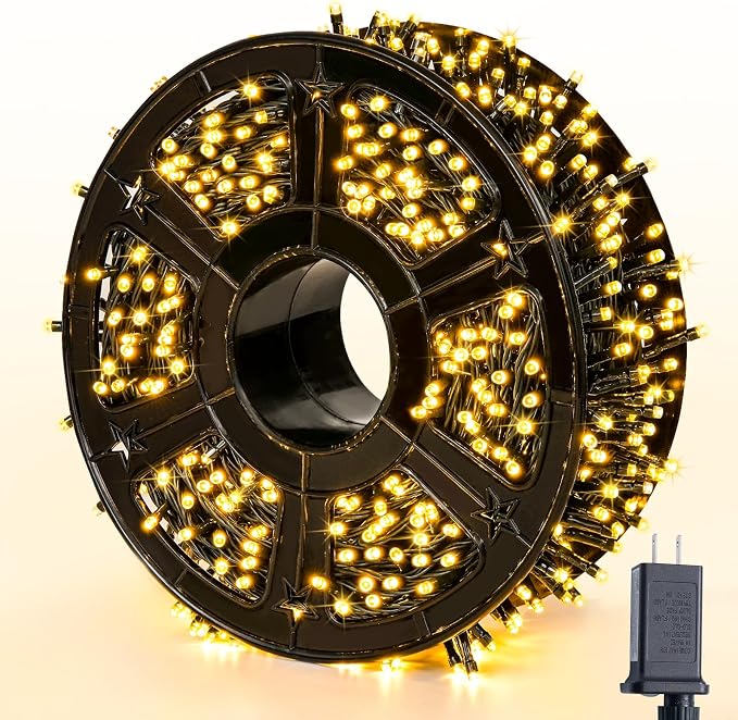 JMEXSUSS 229ft 700 LED Christmas Lights, Christmas Tree Lights Plug in | Warm White, 8 Modes, Indoor Outdoor Use, Twinkle String Lights for Tree Wedding Ceiling Room Home Yard Patio Porch Xmas Decor