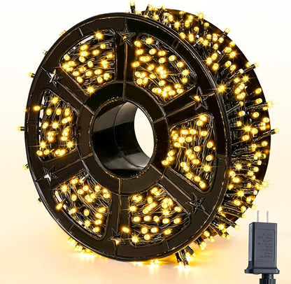 JMEXSUSS 229ft 700 LED Christmas Lights, Christmas Tree Lights Plug in | Warm White, 8 Modes, Indoor Outdoor Use, Twinkle String Lights for Tree Wedding Ceiling Room Home Yard Patio Porch Xmas Decor