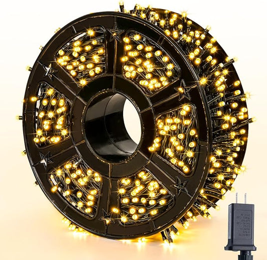 JMEXSUSS 229ft 700 LED Christmas Lights, Christmas Tree Lights Plug in | Warm White, 8 Modes, Indoor Outdoor Use, Twinkle String Lights for Tree Wedding Ceiling Room Home Yard Patio Porch Xmas Decor