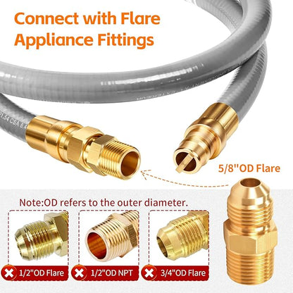 GasSaf 4FT 3/8" ID Natural Gas Hose, Natural Gas Grill Hose with Connect Fitting Suitable for Weber Grills, Blackstone Griddles, Generator, Patio Heater - CSA Certified