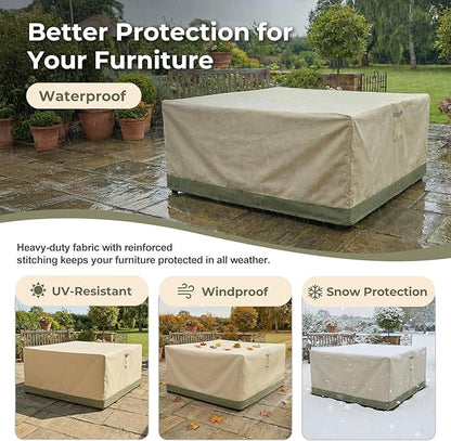 BPS Patio Furniture Cover for Outdoor Table and Chairs, 600D Waterproof and Anti-UV Patio Sectional Set Cover for Outside General Purpose Furniture, 86''L x 86''W x 32''H
