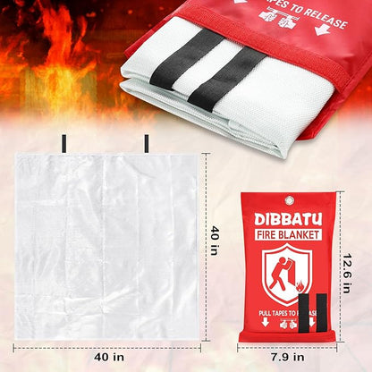 DIBBATU Fire Blanket for Home and Kitchen, Fire Blankets Emergency for Home, Emergency Fire Blankets for House, Fireproof Blanket, Survival FireBlanket for Kitchen,Fireplace, Grill, BBQ