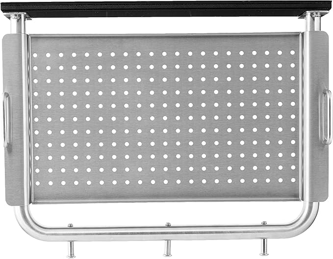 Pit Boss Deluxe Stainless Steel Grill Side Shelf – Removable Prep Tray with Tool Hooks – 19.02" L x 14.81" W x 2.76" H