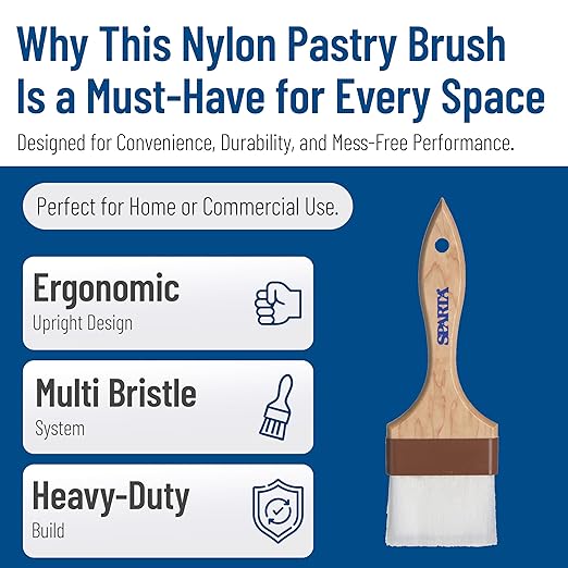 SPARTA Flat Nylon Pastry Brush – 4039900 Pastry Brush for Baking with Hardwood Handle and Nylon Bristles for Kitchens, Restaurants or Catering, 4in