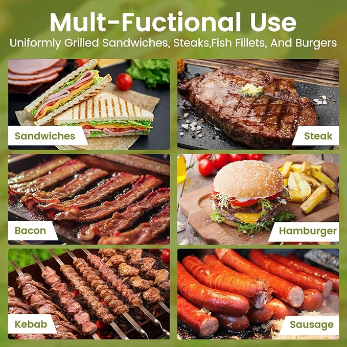 Blackstone Burger Press Set - 7" Round Smash Burger Press & 8"x4" Rectangle Cast Iron Grill Press with Wooden Handle - Smasher is Perfect for Blackstone Griddle, Pitboss Weber Griddle Grills
